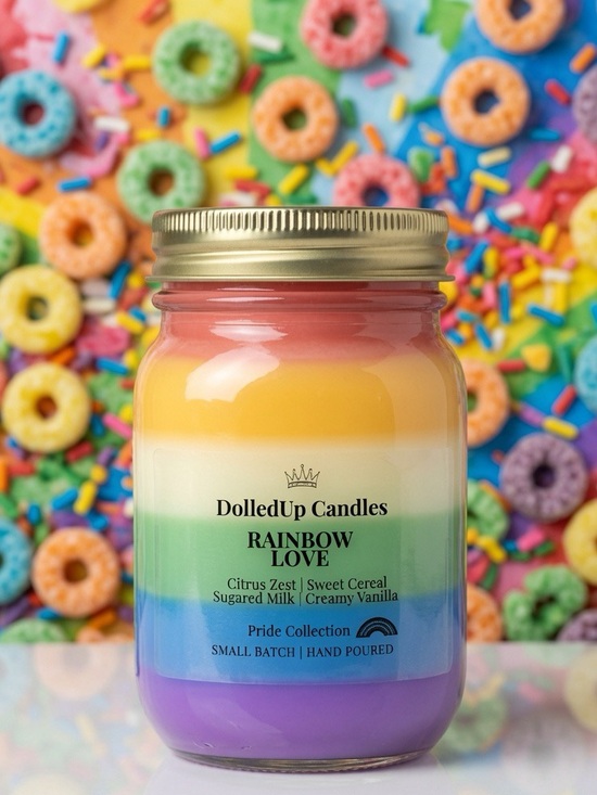 Hand Crafted Other - 16oz Pride Collection - Fruit Loops Candle | Hand-Poured Soy Wax Mason Jar